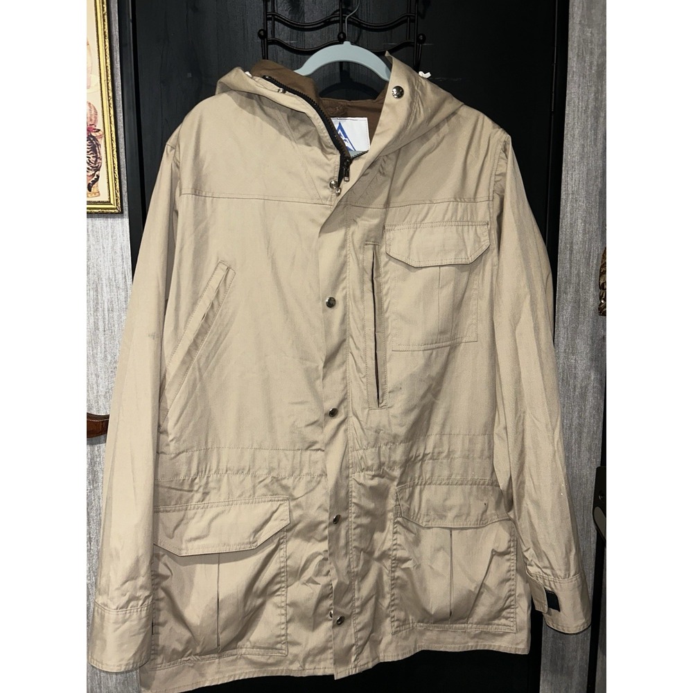 Holubar Tan Mens Lined Warm Mountain Parka Jacket Large Hiking Pockets Colorado